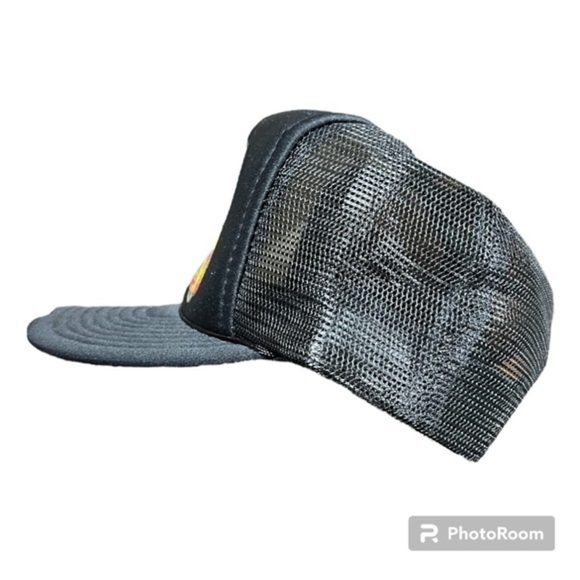 Vintage 80s F-15 Eagle Tactile Fighter Jet Trucker Hat Snap Back Black NKM INC - Picture 6 of 9